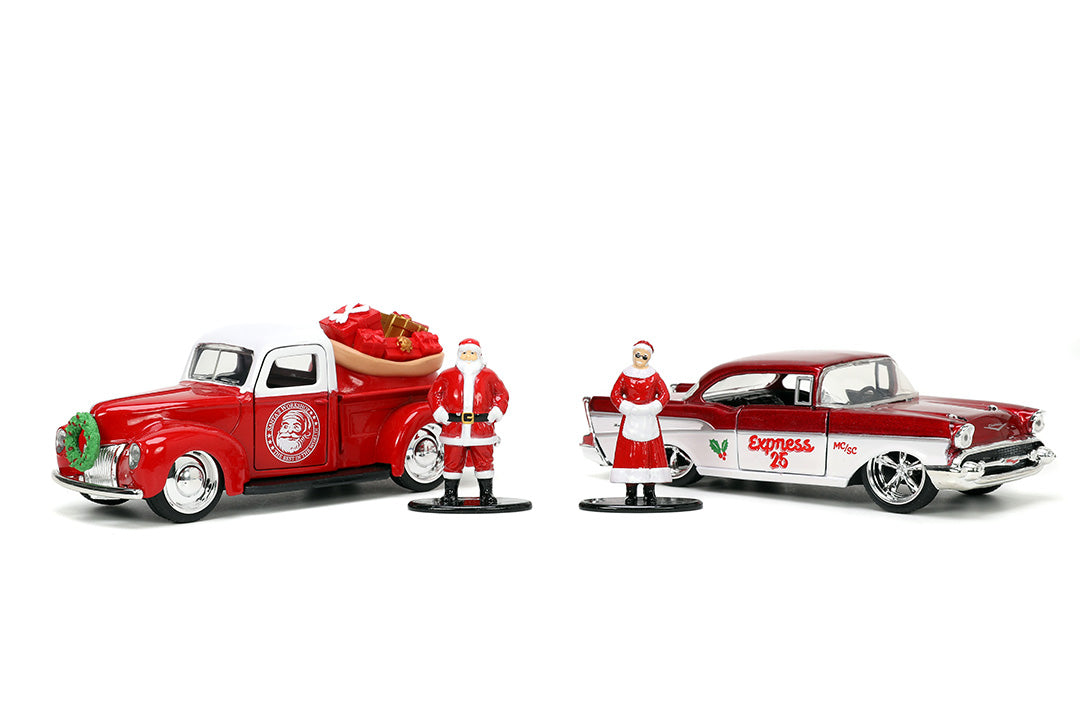 Holiday Rides Santa Claus & Mrs. Santa Claus Set, 1:32 Scale Vehicles w/ Figures