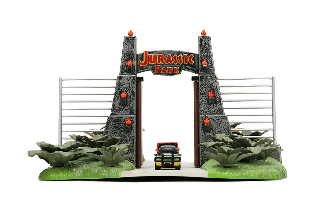 Jurassic Park Nano Scene w/ 1.65" Jeep Wrangler and Ford Explorer Vehicles